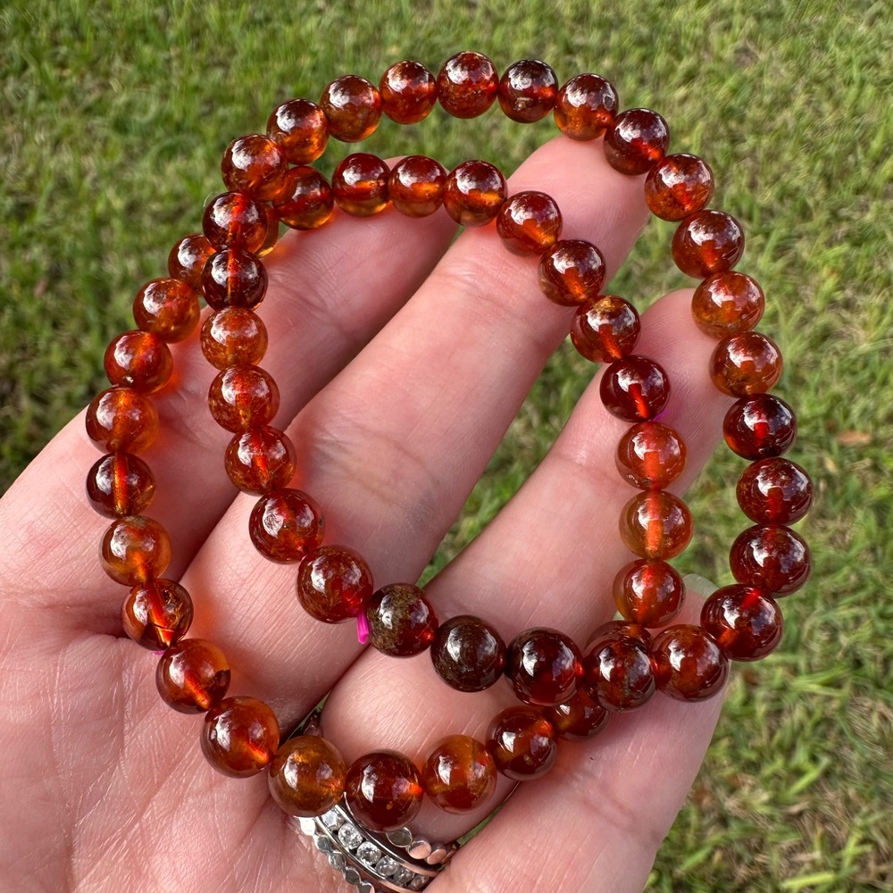 Orange Garnet Stretchy Bracelet
